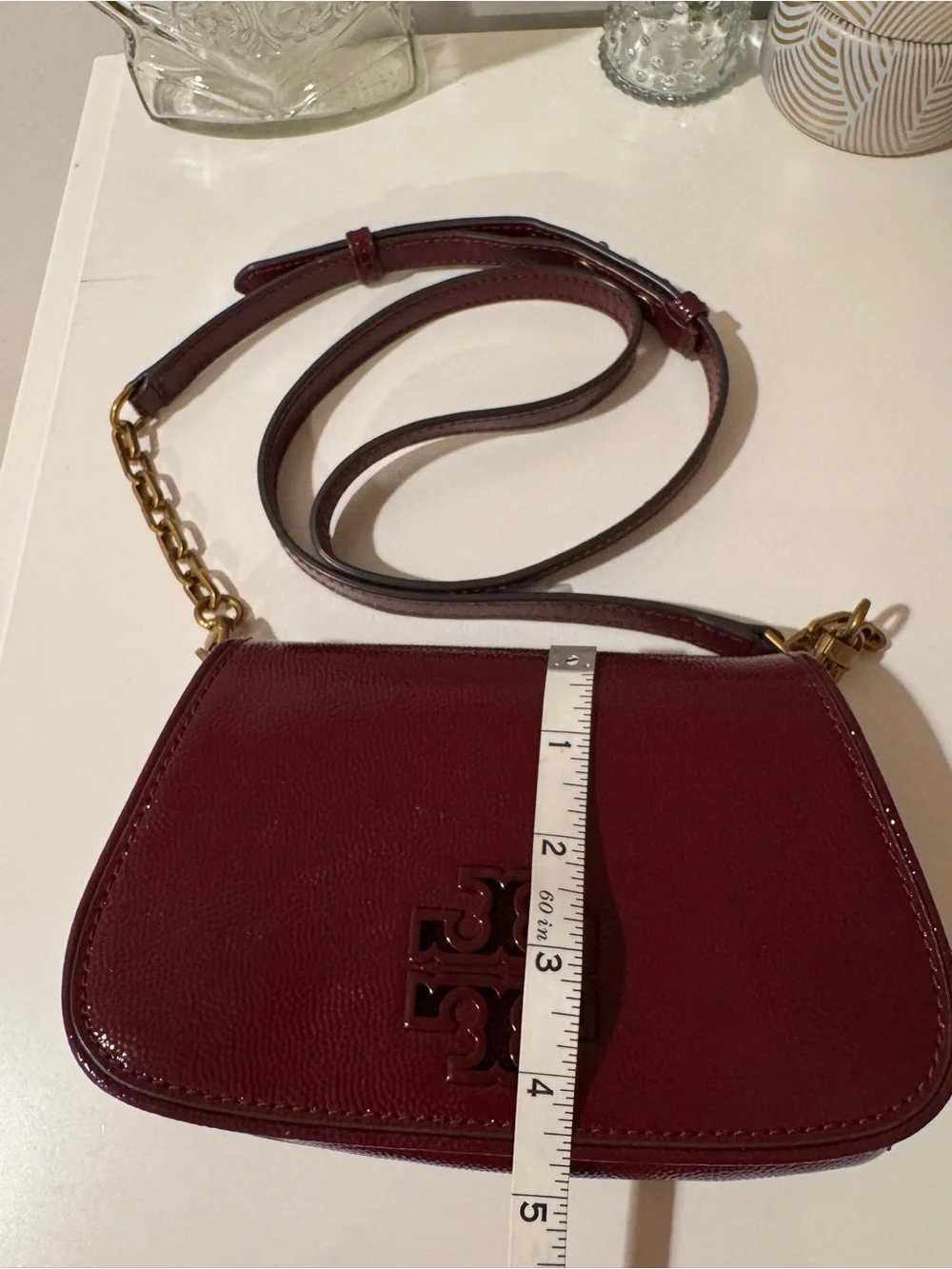 Tory Burch Britten Crossbody Burgundy Leather Gold Hardware